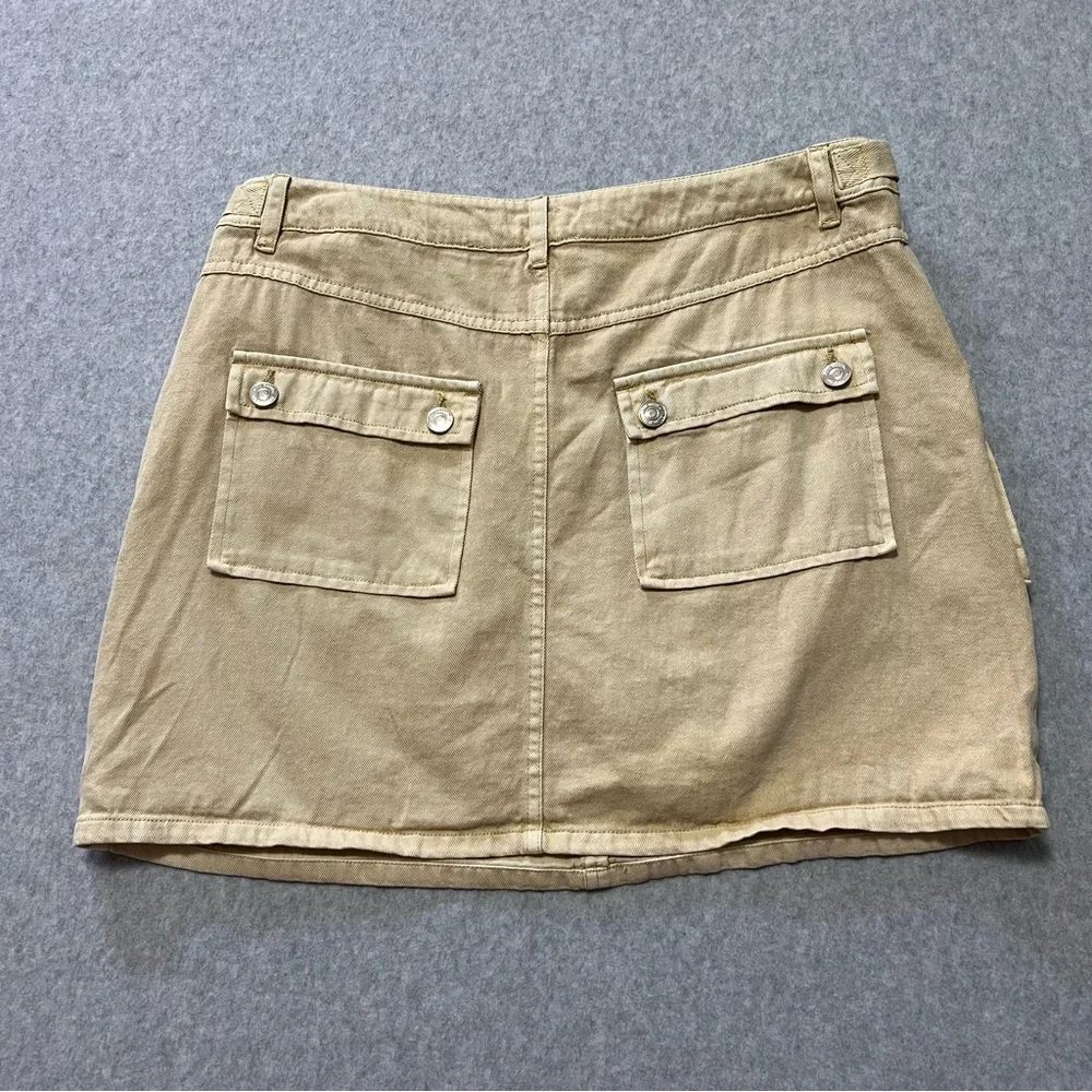 Steve Madden Cargo Mini Skirt Large Tan Utility Gorpcore Streetwear Denim